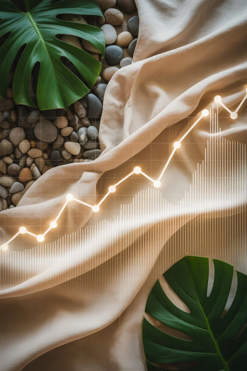 A conceptual illustration showing organic natural elements like leaves and stones seamlessly merging into glowing digital financial charts.